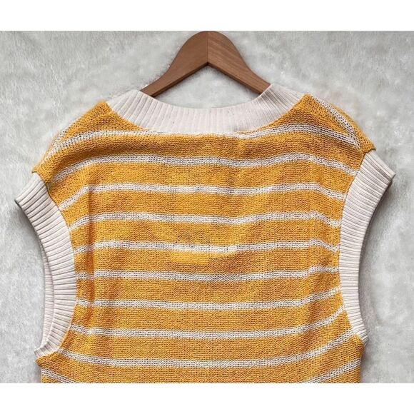 NWT Zara Yellow & White Striped Oversized V-Neck Knitted Sweater Vest, Medium - Picture 16 of 16